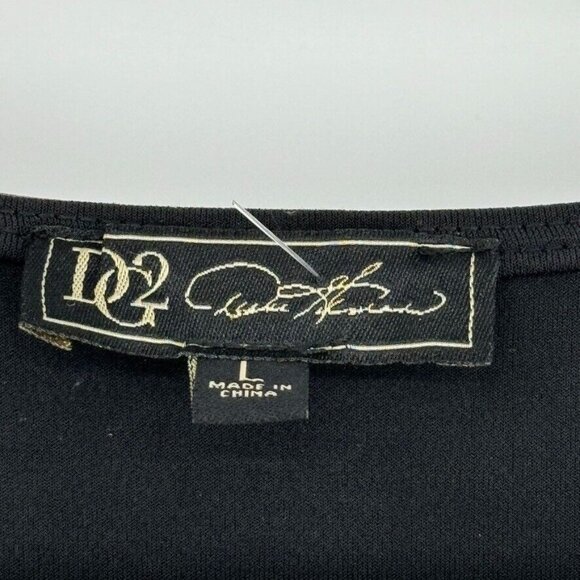 DG2 by Diane Gilman Layered Sleeveless knit Dress Black floral size large - Picture 8 of 12